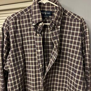 POLO Ralph Lauren Button Down Men's Shirt Green Plaid Classic Fit Long Sleeve XL